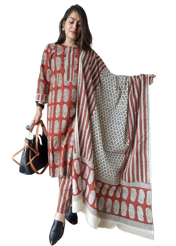 Indian Stylish Black Summer Wear Cotton Suits With Hand Block Print Work For Woman 6448 (5, XL)