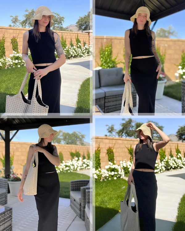 Women's Two Piece Sets 2025 Bodycon Dresses Summer Outfits Tank Top and Midi Skirt Suits Sweater