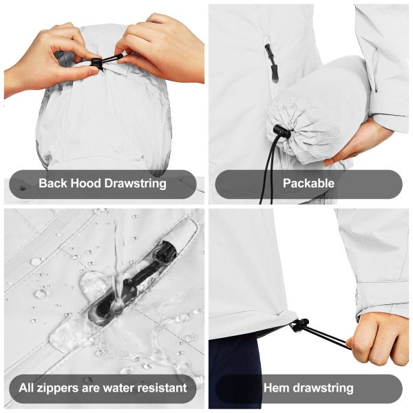 Packable Rain Jacket Women Lightweight Waterproof Raincoat with Hood Cycling Bike Jacket Windbreaker