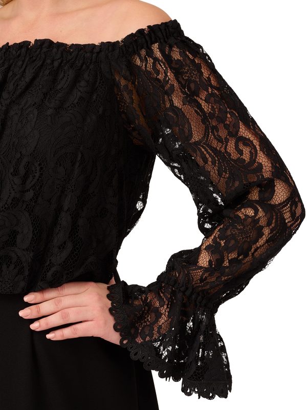 Womens Lace and Crepe Jumpsuit